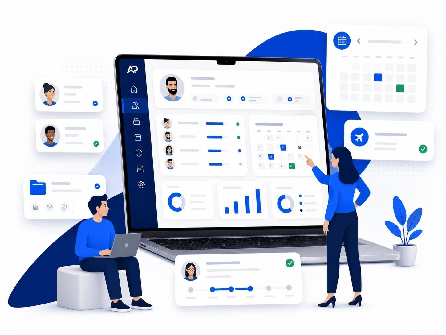 Collaborative software dashboard illustration